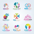 Colorful Kids art logo vector set design