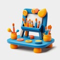 Colorful Kids Art Set with Brushes, Paints, and Easel on a Bright Background for Creative Learning and Artistic Royalty Free Stock Photo