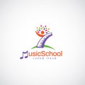 Colorful Kids Music School Education Logo Symbol