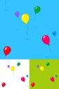 Colorful kids party balloons floating in the sky