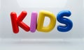 Colorful KIDS Sign 3D Rendering Over White Background