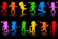 Colorful Kids Silhouettes [2] Royalty Free Stock Photo