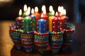 A colorful kinara (candleholder), a beautiful representation of the Nguzo Saba Royalty Free Stock Photo