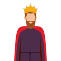 Colorful king half body with crown and beard without a face