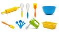 Colorful kitchen baking utensils and gadgets for culinary creations and home cooking fun Royalty Free Stock Photo