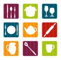 Colorful kitchen tool icons
