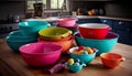 Colorful kitchenware collection brightens up domestic life generated by AI