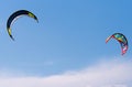 Kites flying in the sky. Kiteboarding kites.