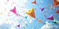 Colorful Kites Flying High Stunning Sky Image Background Wallpaper Royalty Free Stock Photo