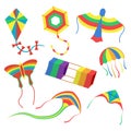 Colorful kites set vector illustration on white background