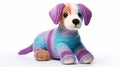 Colorful Knit Stuffed Dog Toy With Stripes - Unique And Playful