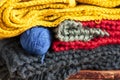 Colorful knitted clothes stacked Royalty Free Stock Photo