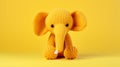 Colorful Knitted Elephant On Yellow Background - Cute And Unique Artwork