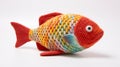 Colorful Knitted Fish Toy With Playful Perspective On White Background Royalty Free Stock Photo