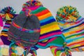 Colorful knitted headpiece for kids for sale at the Christmas market