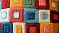 A Colorful Knitted Patchwork of Squares Royalty Free Stock Photo
