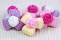 Colorful knitting wool flowers,decorating handmade.