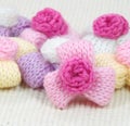 Colorful knitting wool flowers,decorating handmade.