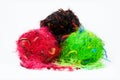 Colorful knitting yarns over white Royalty Free Stock Photo