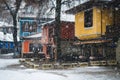 Colorful Koprivshtica Houses in Winter Royalty Free Stock Photo
