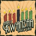 Colorful Kwanzaa Candles in Retro Poster, Vector Illustration Royalty Free Stock Photo