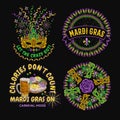 Colorful labels with text for Mardi Gras carnival