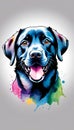 Colorful Labrador Retriever dog illustration on watercolor splash isolated on white background Royalty Free Stock Photo