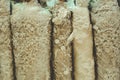 Colorful lace fabric rolls in textile shop industry Royalty Free Stock Photo