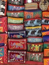 Colorful ladies purses selling at the tourist place in India Royalty Free Stock Photo