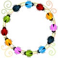 Colorful Ladybirds round frame