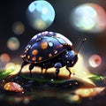 Colorful ladybug on dark background. 3d rendering, 3d illustration. generative AI