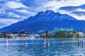Lake Mount Pilatus Boats Lucerne Switzerland Royalty Free Stock Photo