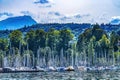 Sailboats Harbor Boats Mountains Lake Lucerne Switzerland Royalty Free Stock Photo