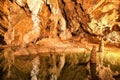 Colorful lake and stalactites and stalagmites in Belianska cave in Slovakia Royalty Free Stock Photo