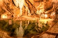 Colorful lake and stalactites and stalagmites in Belianska cave in Slovakia Royalty Free Stock Photo