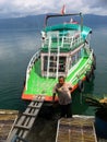 Colorful Lake Toba water taxi Royalty Free Stock Photo