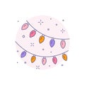 Colorful Lamp Garland Icon in Line Art