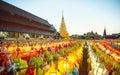 Colorful Lamp and lantern in Loi Krathong Wat Phra That Haripunchai ,Lamphun ,Thailand