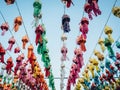 Colorful Lamp and lantern in Loi Krathong Wat Phra That Haripunchai Lamphun Thailand