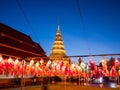 Colorful Lamp and lantern in Loi Krathong Wat Phra That Haripunchai Lamphun Thailand