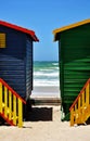 Colorful changing huts Royalty Free Stock Photo