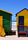 Colorful changing huts Royalty Free Stock Photo
