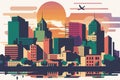 City skyline with buildings and skyscrapers. Vector illustration in flat style