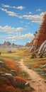 Vibrant Desert Landscape Painting Inspired By Jim Burns