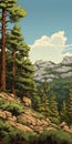 Juniper Forest In Rocky Mountains: Bold Chromaticity Illustration