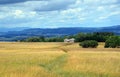 Colorful landscape with field and sky and old military fortress Royalty Free Stock Photo