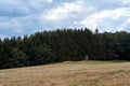 Colorful landscape with fields and meadows in Eifel mountains, Germany Royalty Free Stock Photo