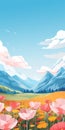 Colorful Landscape With Mountains: Vibrant And Realistic Rendering