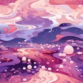 Colorful landscape with pink sky, bubbles, and marble textures (tiled)