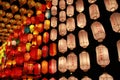 Colorful Lanna lantern lamp in Loy Kratong Festival, or call Yee Peng Festival at northern of thailand. The chainese text writen